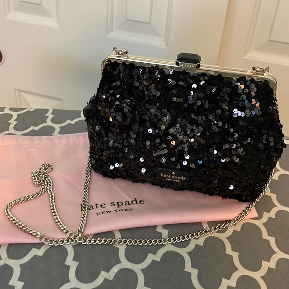 Like brand new kate spade black sequin chain bag/clutch.